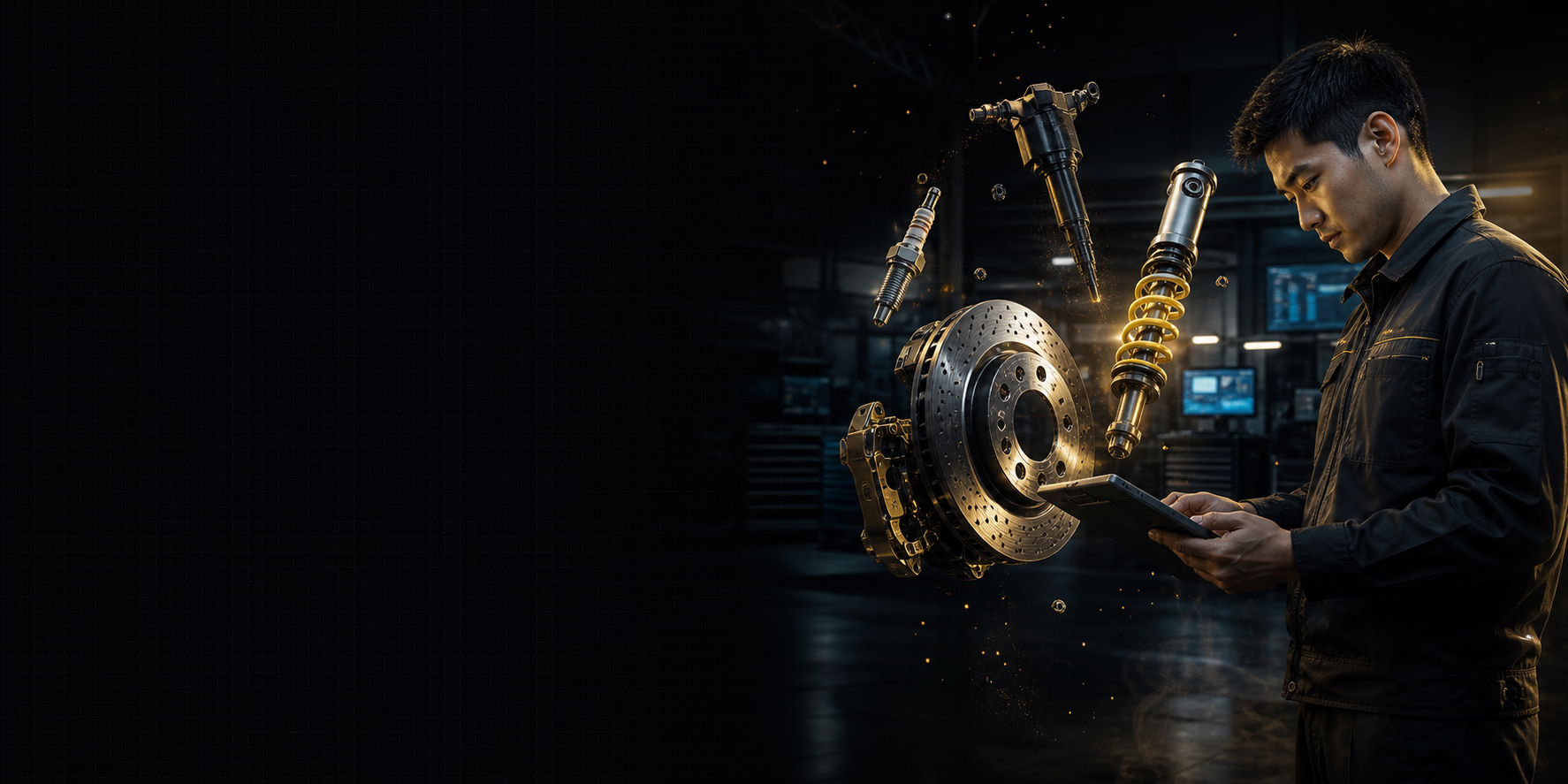 Mechanic inspecting auto parts for LongJoo Challenge